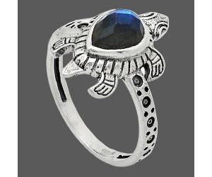 Tortoise - Blue Fire Labradorite Checker Ring size-8 SDR243278 R-1076, 6x8 mm