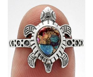 Tortoise - Kingman Pink Dahlia Turquoise Ring size-8 SDR243286 R-1076, 6x8 mm