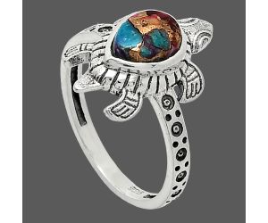 Tortoise - Kingman Pink Dahlia Turquoise Ring size-8 SDR243286 R-1076, 6x8 mm