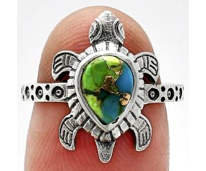 Tortoise - Blue Turquoise In Green Mohave Ring size-7 SDR243290 R-1076, 6x8 mm