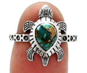 Tortoise - Kingman Copper Teal Turquoise Ring size-8 SDR243292 R-1076, 6x8 mm