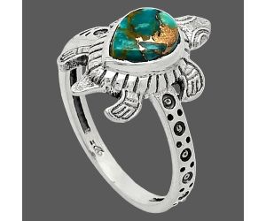 Tortoise - Kingman Copper Teal Turquoise Ring size-8 SDR243292 R-1076, 6x8 mm