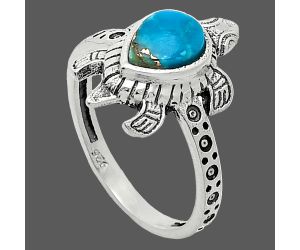 Tortoise - Kingman Copper Teal Turquoise Ring size-8 SDR243293 R-1076, 6x8 mm