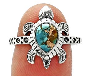 Tortoise - Kingman Copper Teal Turquoise Ring size-8.5 SDR243294 R-1076, 6x8 mm