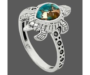 Tortoise - Kingman Copper Teal Turquoise Ring size-8.5 SDR243294 R-1076, 6x8 mm