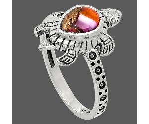 Tortoise - Kingman Orange Dahlia Turquoise Ring size-8.5 SDR243299 R-1076, 6x8 mm