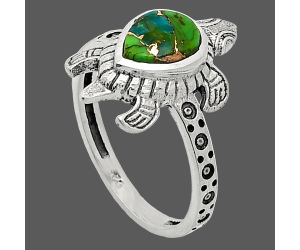 Tortoise - Blue Turquoise In Green Mohave Ring size-7 SDR243300 R-1076, 6x8 mm