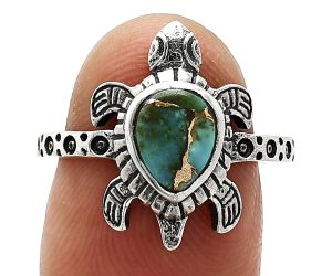 Tortoise - Kingman Copper Teal Turquoise Ring size-8 SDR243304 R-1076, 6x8 mm