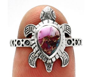 Tortoise - Kingman Pink Dahlia Turquoise Ring size-7 SDR243305 R-1076, 6x8 mm