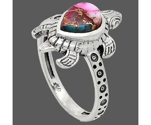 Tortoise - Kingman Pink Dahlia Turquoise Ring size-7 SDR243305 R-1076, 6x8 mm