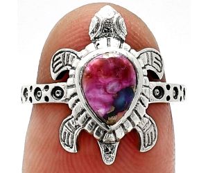 Tortoise - Kingman Pink Dahlia Turquoise Ring size-6 SDR243306 R-1076, 6x8 mm