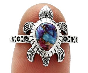 Tortoise - Kingman Pink Dahlia Turquoise Ring size-8 SDR243310 R-1076, 6x8 mm