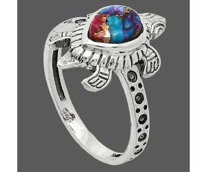 Tortoise - Kingman Pink Dahlia Turquoise Ring size-8 SDR243310 R-1076, 6x8 mm