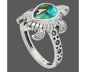 Tortoise - Kingman Copper Teal Turquoise Ring size-6 SDR243311 R-1076, 6x8 mm