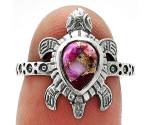 Tortoise - Kingman Pink Dahlia Turquoise Ring size-7 SDR243313 R-1076, 6x8 mm