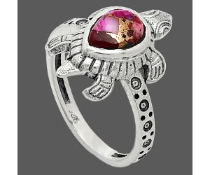 Tortoise - Kingman Pink Dahlia Turquoise Ring size-7 SDR243313 R-1076, 6x8 mm