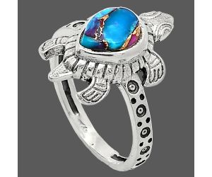 Tortoise - Kingman Purple Dahlia Turquoise Ring size-6 SDR243315 R-1076, 6x8 mm