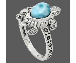 Tortoise - Larimar (Dominican Republic) Ring size-7.5 SDR243327 R-1076, 6x8 mm