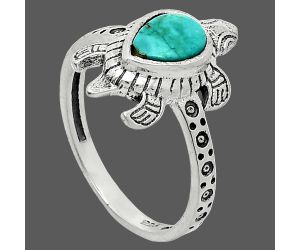 Tortoise - Natural Rare Turquoise Nevada Aztec Mt Ring size-8.5 SDR243330 R-1076, 6x8 mm