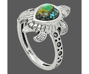 Tortoise - Lucky Charm Tibetan Turquoise Ring size-6 SDR243334 R-1076, 6x8 mm