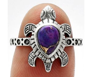 Tortoise - Copper Purple Turquoise Ring size-7.5 SDR243335 R-1076, 6x8 mm