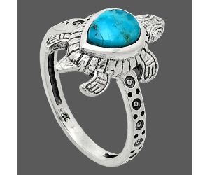 Tortoise - Natural Turquoise Morenci Mine Ring size-7.5 SDR243337 R-1076, 6x8 mm