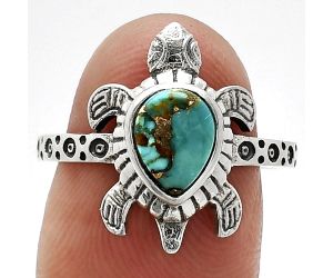 Tortoise - Kingman Copper Teal Turquoise Ring size-8 SDR243338 R-1076, 6x8 mm