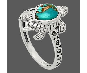 Tortoise - Kingman Copper Teal Turquoise Ring size-8 SDR243338 R-1076, 6x8 mm