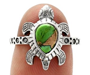 Tortoise - Copper Green Turquoise Ring size-7 SDR243339 R-1076, 6x8 mm