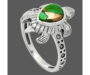 Tortoise - Copper Green Turquoise Ring size-7 SDR243339 R-1076, 6x8 mm