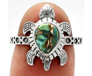 Tortoise - Kingman Copper Teal Turquoise Ring size-7 SDR243341 R-1076, 6x8 mm