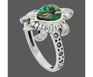 Tortoise - Kingman Copper Teal Turquoise Ring size-7 SDR243341 R-1076, 6x8 mm