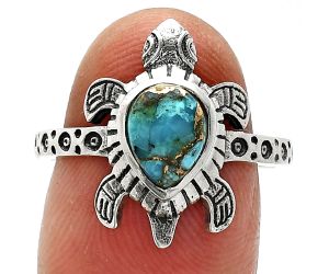 Tortoise - Kingman Copper Teal Turquoise Ring size-8 SDR243342 R-1076, 6x8 mm