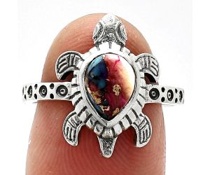 Tortoise - Kingman Pink Dahlia Turquoise Ring size-8 SDR243343 R-1076, 6x8 mm