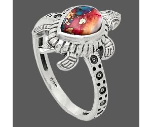 Tortoise - Kingman Pink Dahlia Turquoise Ring size-8 SDR243343 R-1076, 6x8 mm