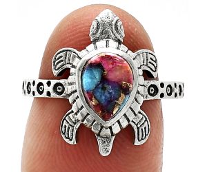 Tortoise - Kingman Pink Dahlia Turquoise Ring size-7.5 SDR243345 R-1076, 6x8 mm