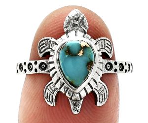 Tortoise - Kingman Copper Teal Turquoise Ring size-8 SDR243346 R-1076, 6x8 mm