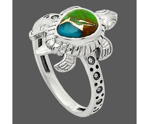 Tortoise - Blue Turquoise In Green Mohave Ring size-7 SDR243347 R-1076, 6x8 mm