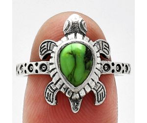 Tortoise - Green Matrix Turquoise Ring size-8.5 SDR243350 R-1076, 6x8 mm