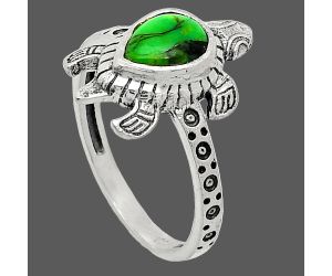 Tortoise - Green Matrix Turquoise Ring size-8.5 SDR243350 R-1076, 6x8 mm