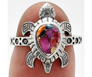 Tortoise - Kingman Pink Dahlia Turquoise Ring size-6 SDR243352 R-1076, 6x8 mm