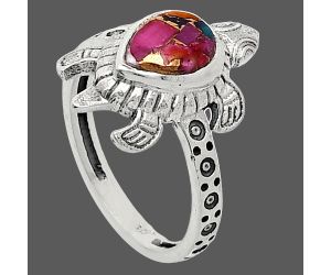 Tortoise - Kingman Pink Dahlia Turquoise Ring size-6 SDR243352 R-1076, 6x8 mm