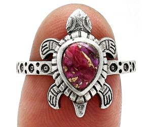 Tortoise - Kingman Pink Dahlia Turquoise Ring size-7.5 SDR243354 R-1076, 6x8 mm