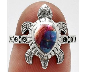 Tortoise - Kingman Pink Dahlia Turquoise Ring size-6 SDR243356 R-1076, 6x8 mm