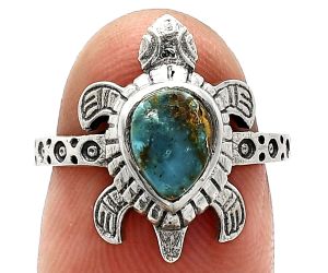 Tortoise - Kingman Copper Teal Turquoise Ring size-6 SDR243359 R-1076, 6x8 mm