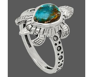 Tortoise - Kingman Copper Teal Turquoise Ring size-6 SDR243359 R-1076, 6x8 mm