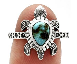 Tortoise - Natural Turquoise Morenci Mine Ring size-8 SDR243360 R-1076, 6x8 mm