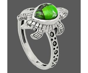 Tortoise - Green Matrix Turquoise Ring size-7 SDR243361 R-1076, 6x8 mm