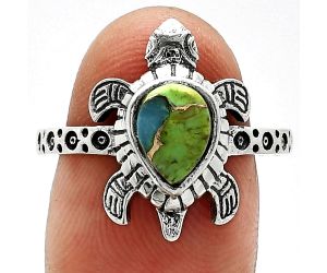 Tortoise - Blue Turquoise In Green Mohave Ring size-8.5 SDR243362 R-1076, 6x8 mm