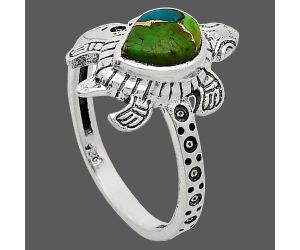 Tortoise - Blue Turquoise In Green Mohave Ring size-8.5 SDR243362 R-1076, 6x8 mm